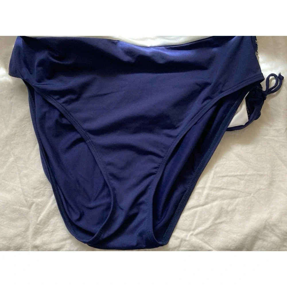 Panache Bikini Swim Bottom Crochet Skirted Blue Size Large‎ Summer Boho Festival